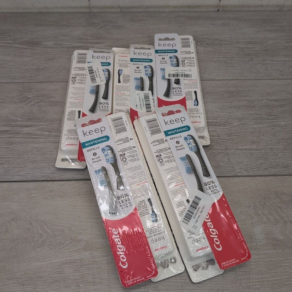 Lot Of 10 Colgate Keep Whitening Tooth Brush Head Refills Black (2 Pack) NEW